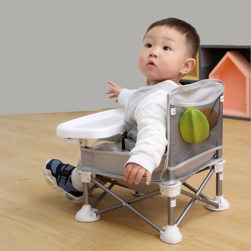 foldable portable baby dining chair with plate safety harness kid beach chair camping child cozy feeding sofa seat chair outdoor